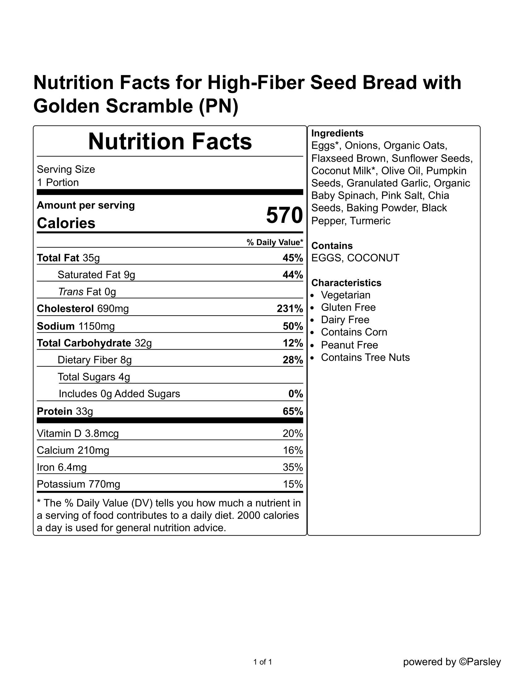 High-Fiber Seed Bread with Golden Scramble (PN)