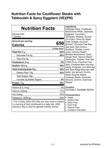 Cauliflower Steaks with Tabbouleh & Spicy Eggplant (VE)(PN)