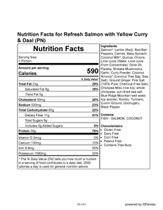Refresh Salmon with Yellow Curry & Daal (PN)