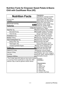Empower Sweet Potato & Beans Chili with Cauliflower Rice (VE)